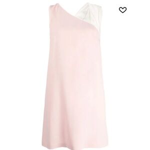 Paule Ka two-tone crepe satin dress rose white FR42 US10 NWT